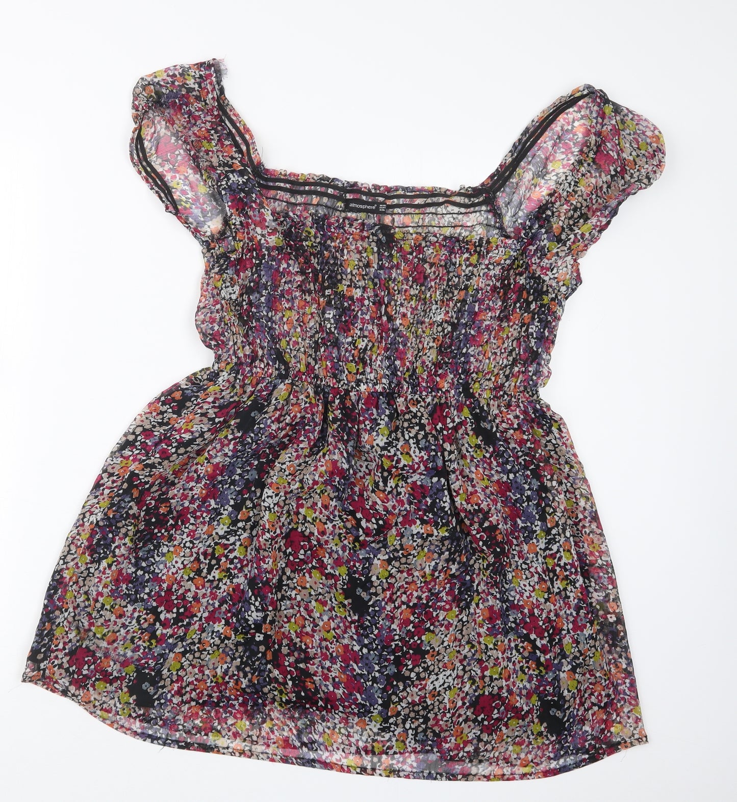 Atmosphere Womens Black Floral  Basic Blouse Size 14