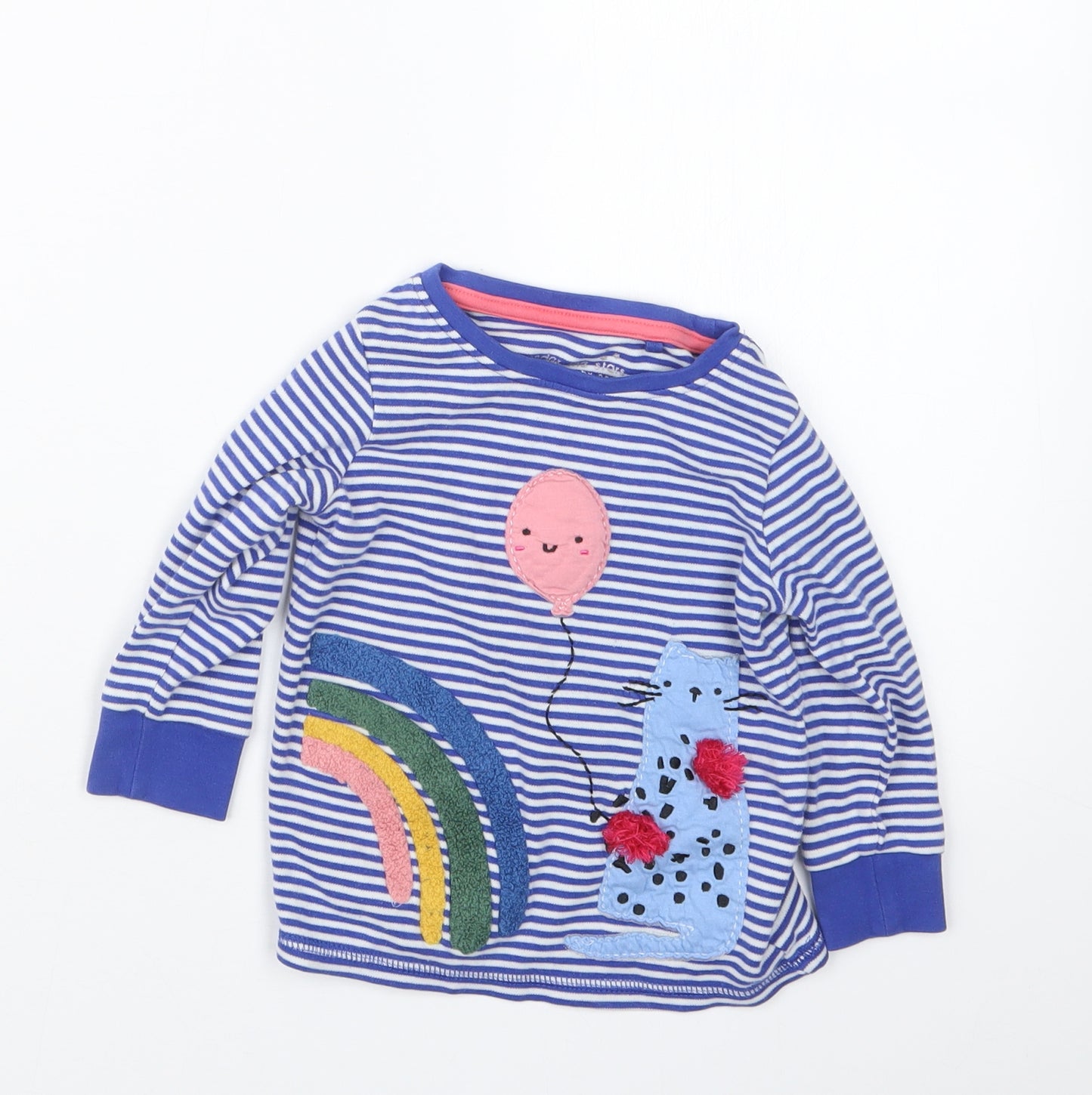 NEXT Girls Blue Striped  Babydoll Pyjama Top Size 12-18 Months