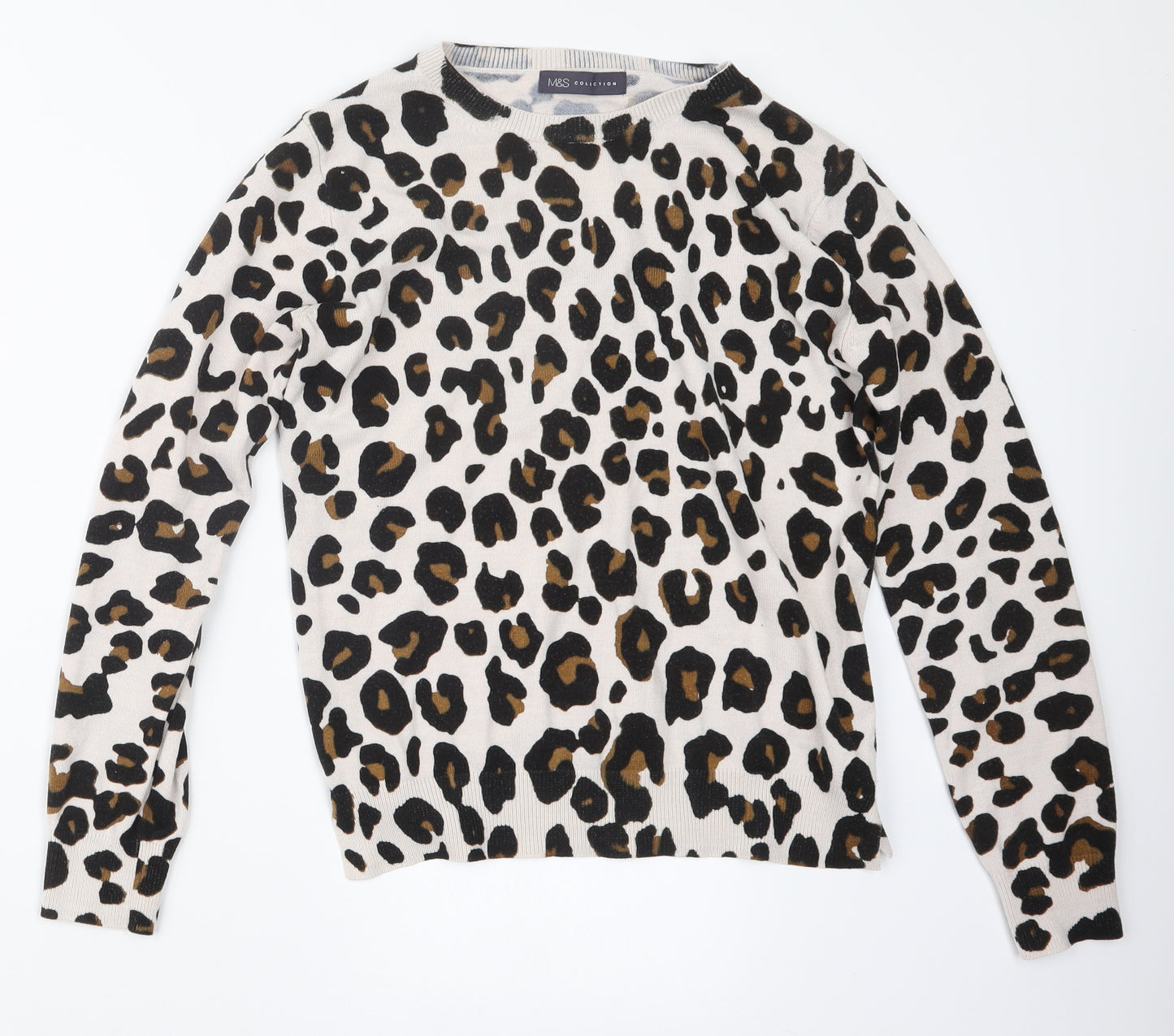 Marks and Spencer Womens Black Animal Print Knit Pullover Jumper Size 10