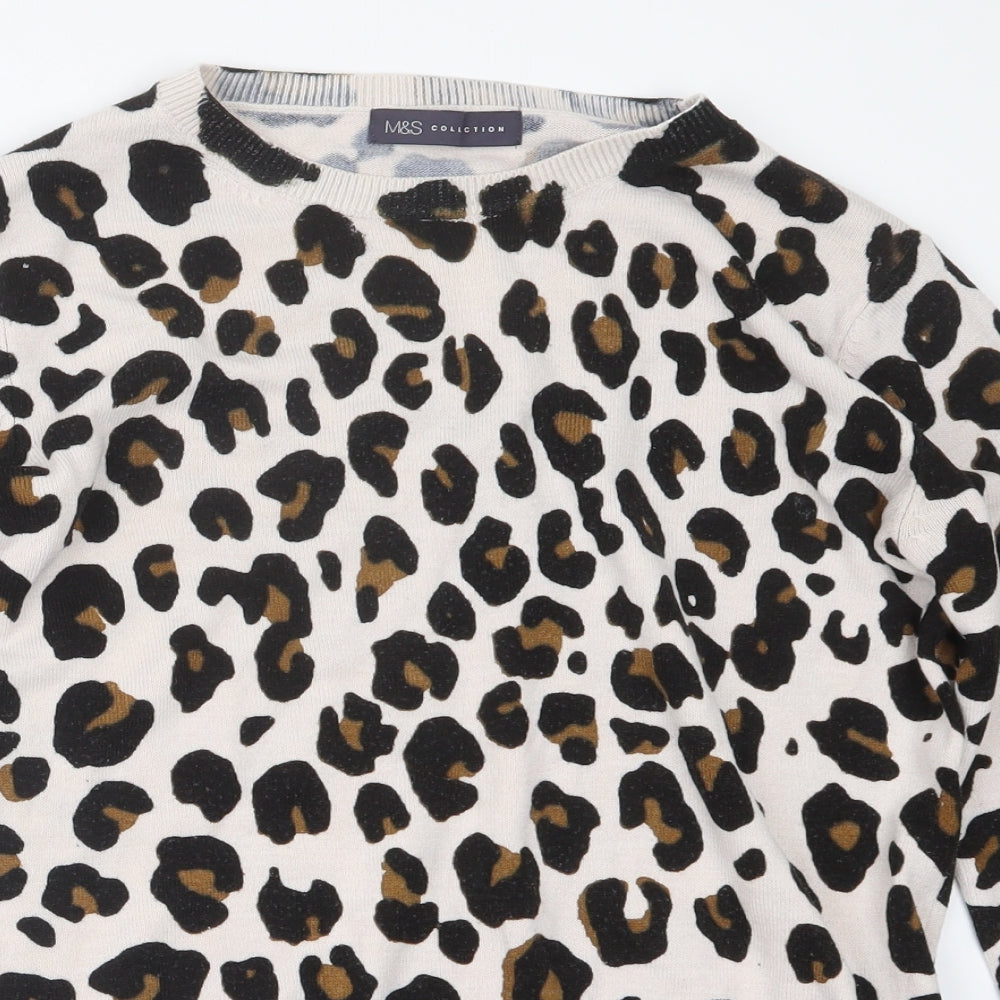Marks and Spencer Womens Black Animal Print Knit Pullover Jumper Size 10