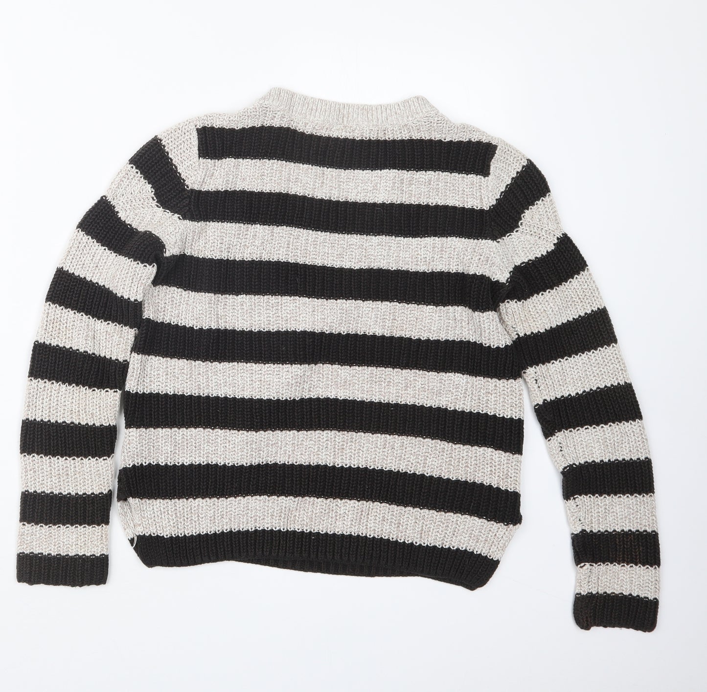 H&M Womens Beige Striped Knit Pullover Jumper Size S