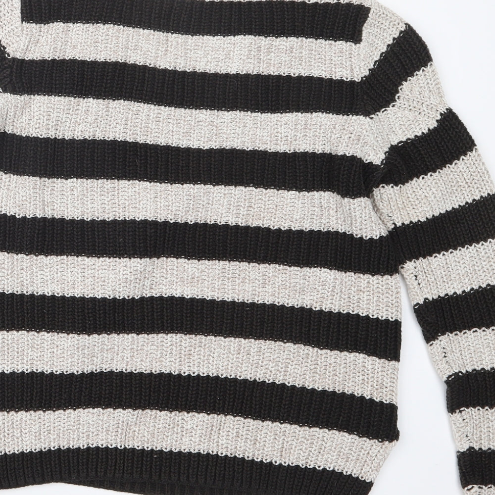 H&M Womens Beige Striped Knit Pullover Jumper Size S