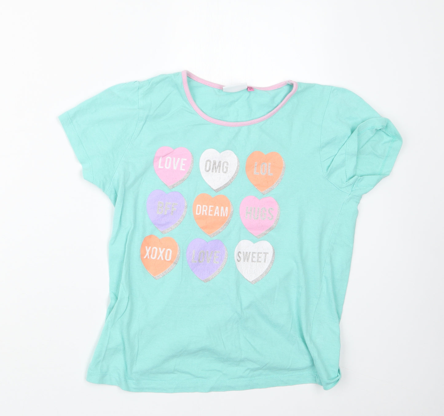 hullabaloo Girls Green Geometric  Top Pyjama Top Size 13-14 Years