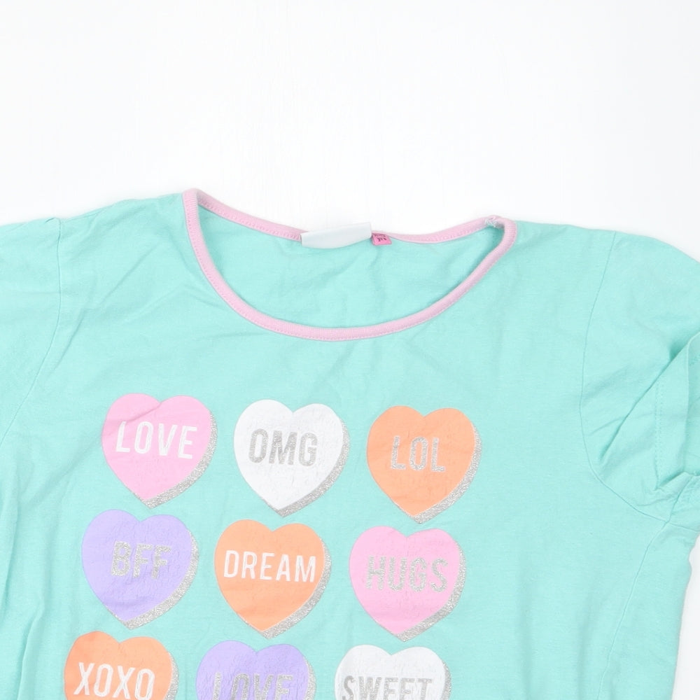 hullabaloo Girls Green Geometric  Top Pyjama Top Size 13-14 Years
