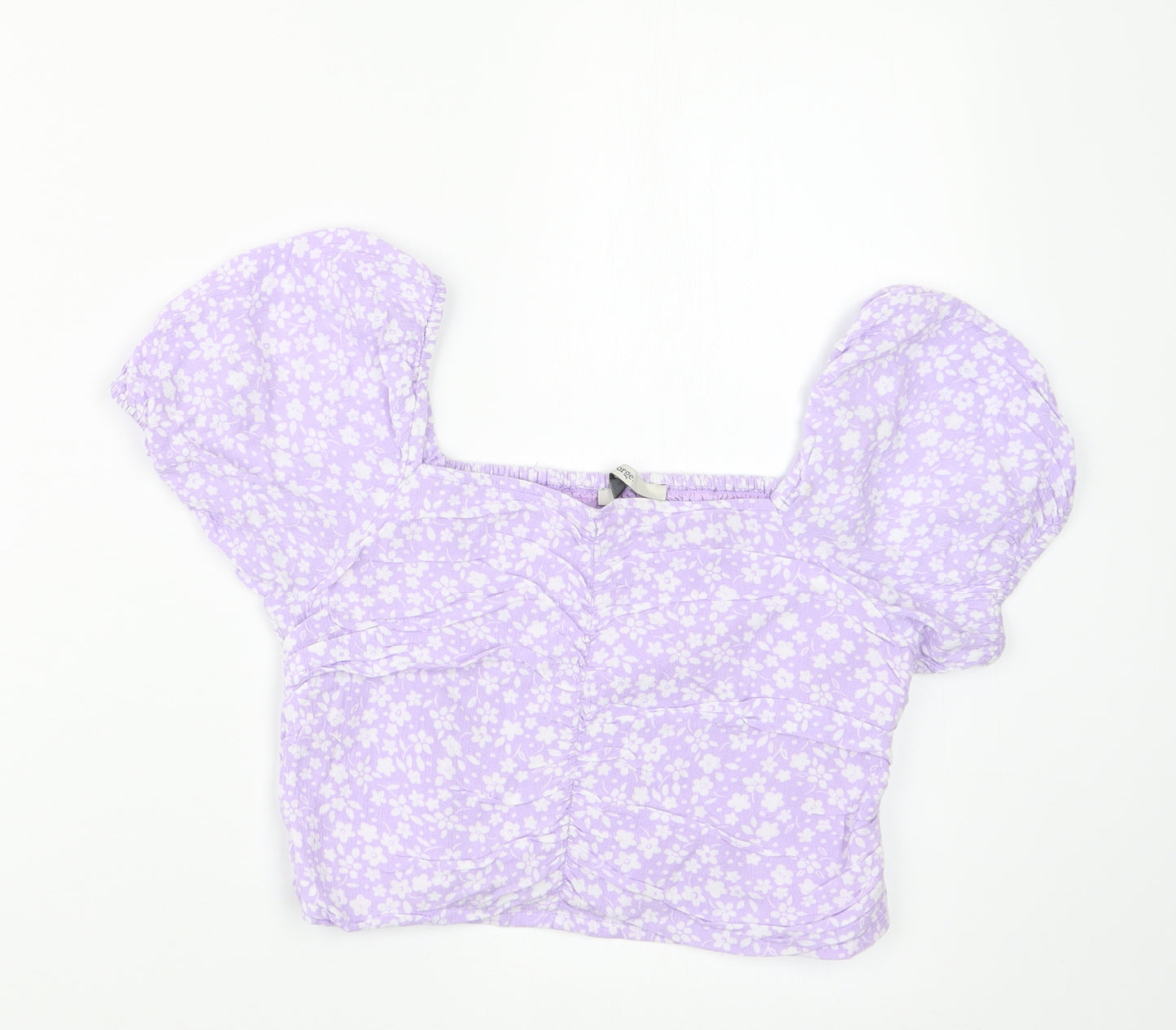 George Girls Purple Floral  Cropped T-Shirt Size 13-14 Years