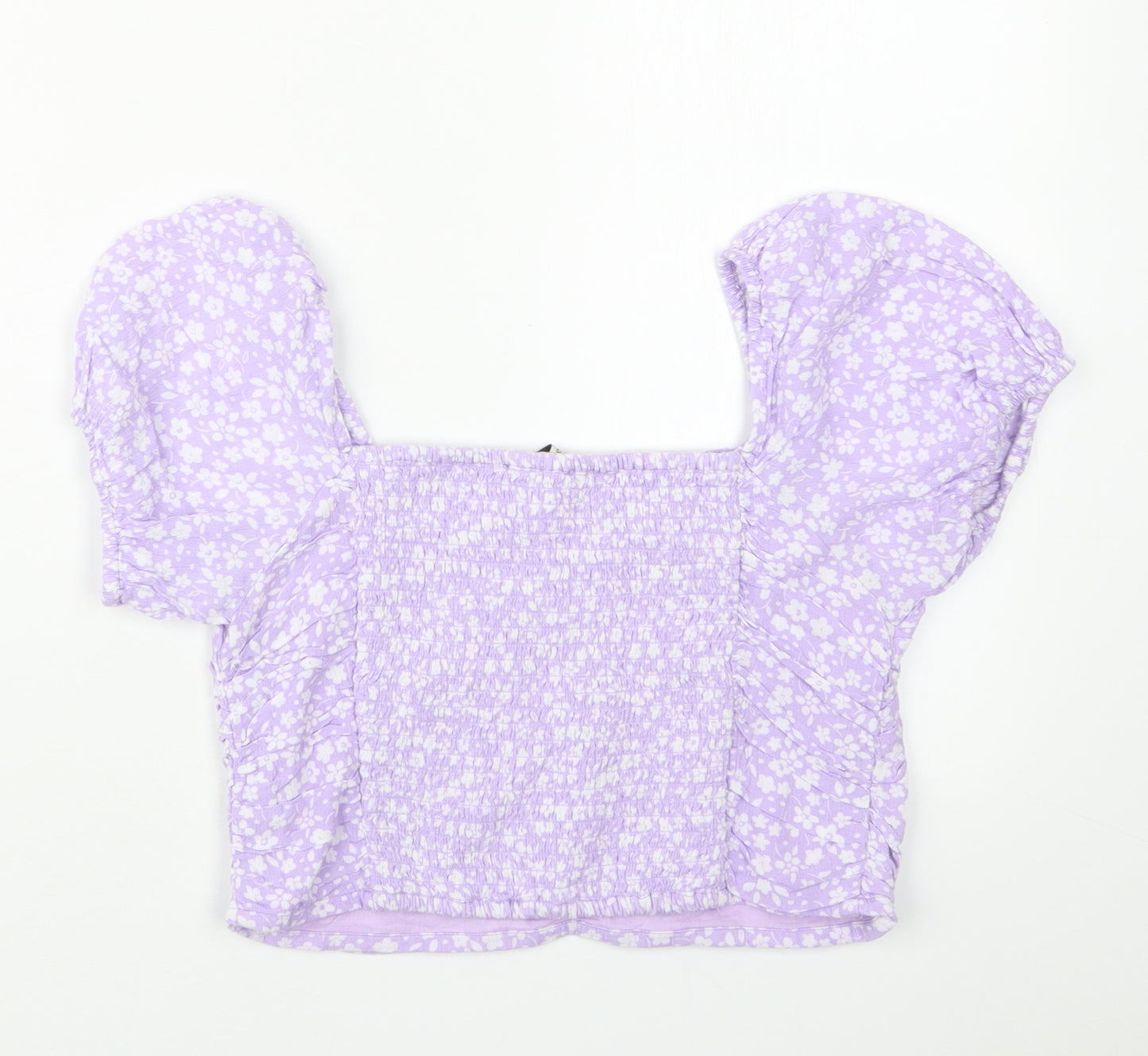 George Girls Purple Floral  Cropped T-Shirt Size 13-14 Years