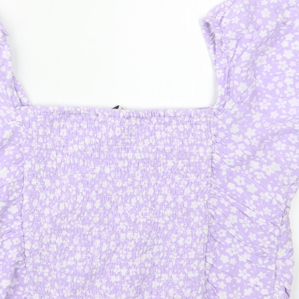George Girls Purple Floral  Cropped T-Shirt Size 13-14 Years