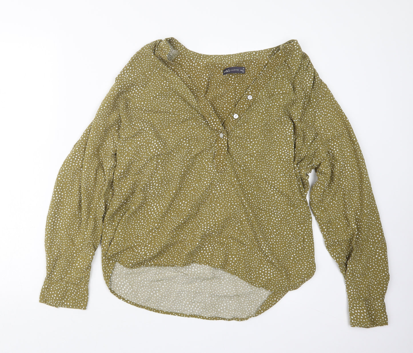 Marks and Spencer Womens Green Geometric  Basic T-Shirt Size 14