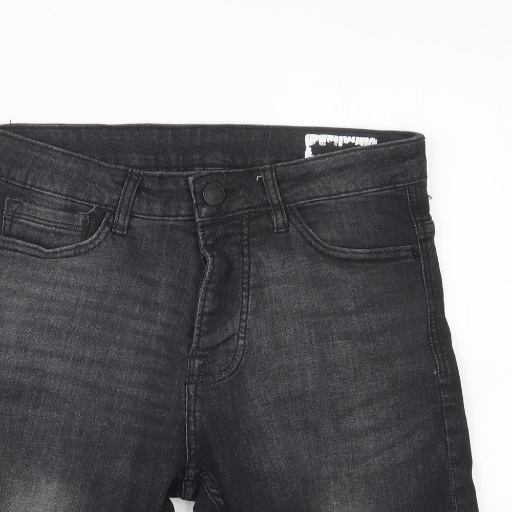 Denim & Co. Mens Black  Denim Cargo Shorts Size 30 in