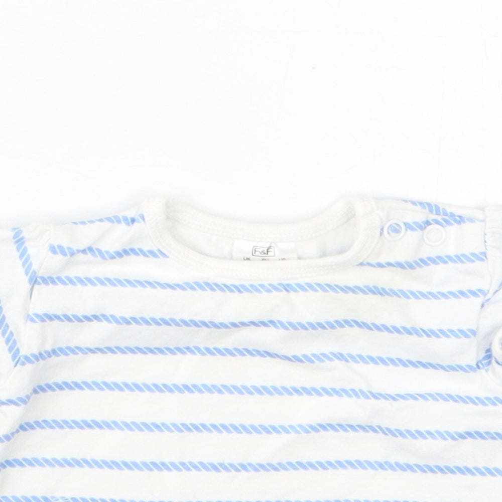 F&F Baby Blue Striped  Basic T-Shirt Size Newborn