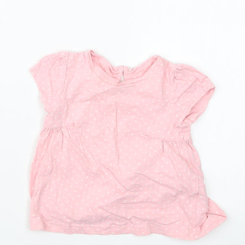 Mothercare Girls Pink Polka Dot  Basic T-Shirt Size 3-6 Months