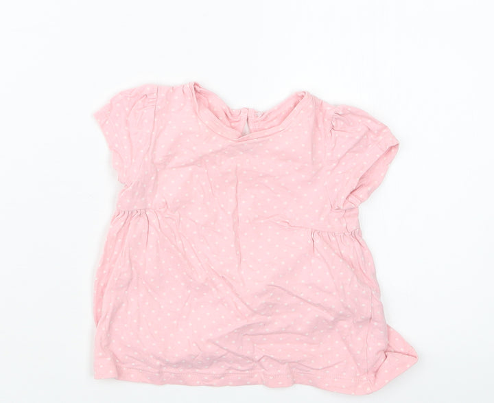 Mothercare Girls Pink Polka Dot  Basic T-Shirt Size 3-6 Months