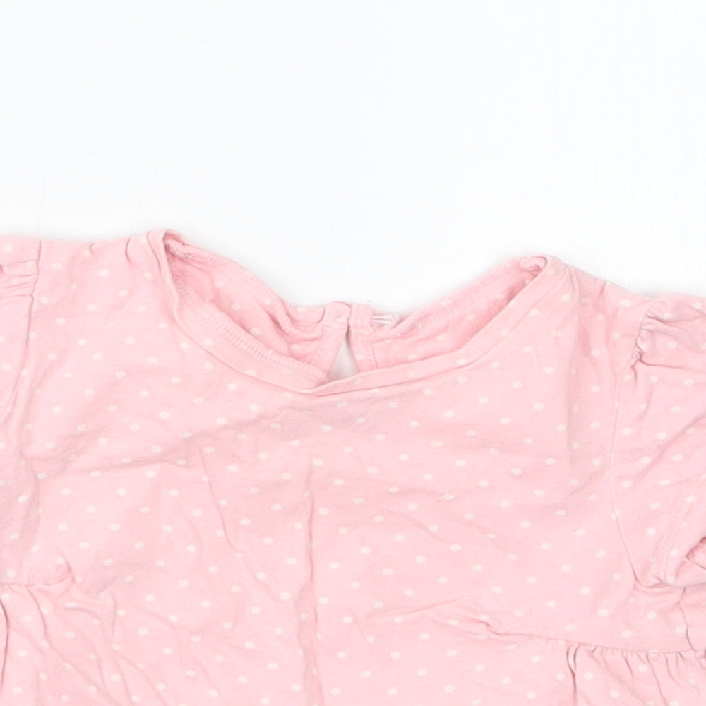 Mothercare Girls Pink Polka Dot  Basic T-Shirt Size 3-6 Months