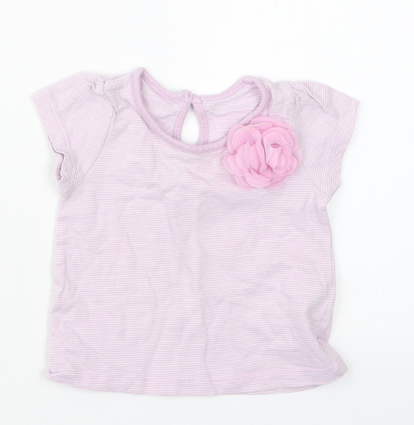 Matalan Girls Purple Striped  Basic T-Shirt Size 3-6 Months