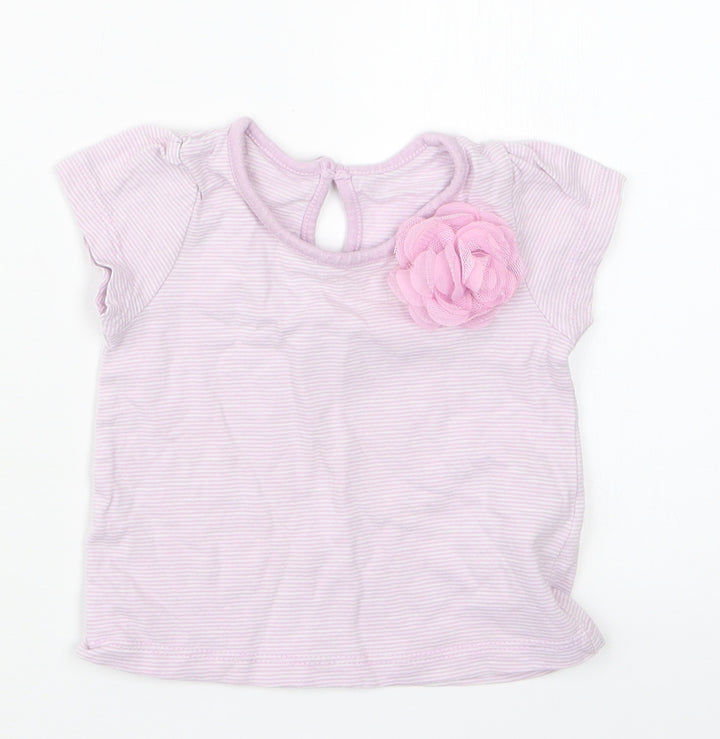 Matalan Girls Purple Striped  Basic T-Shirt Size 3-6 Months