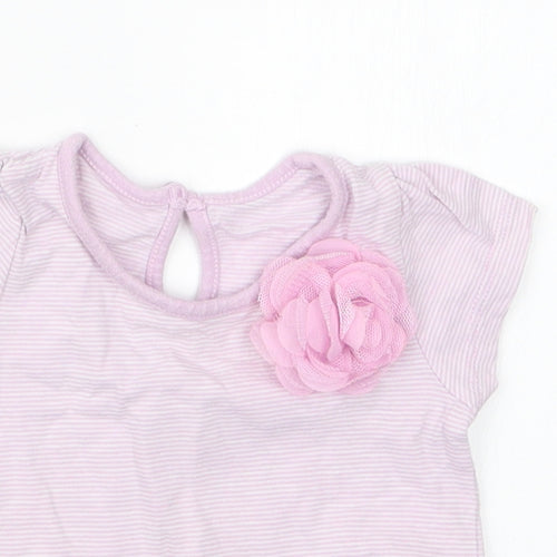Matalan Girls Purple Striped  Basic T-Shirt Size 3-6 Months