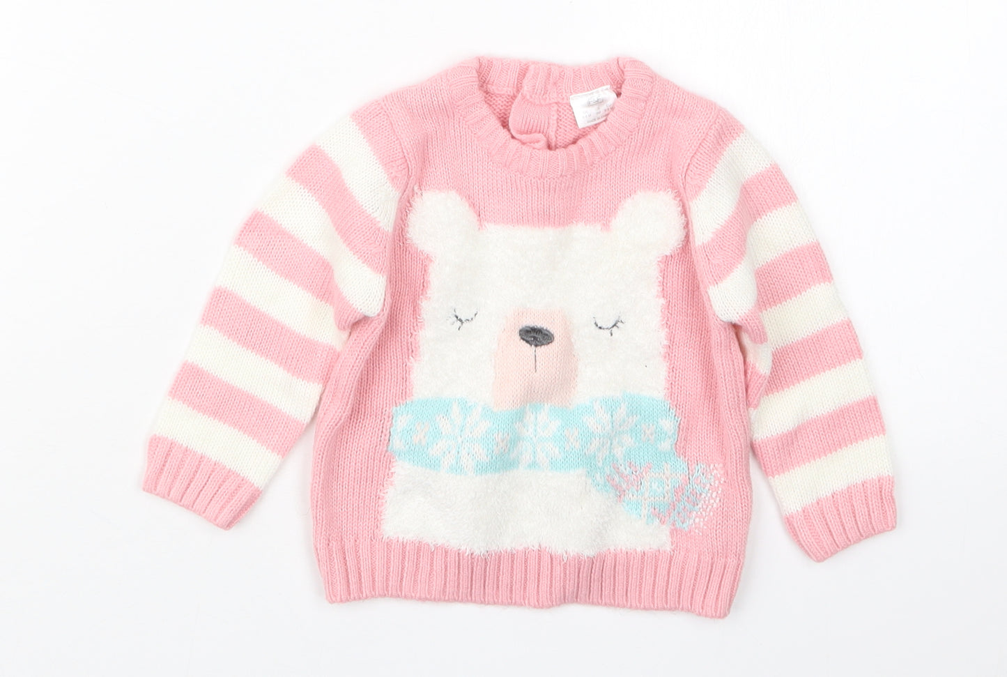 F&F Girls Pink  Knit Pullover Jumper Size 3-6 Months