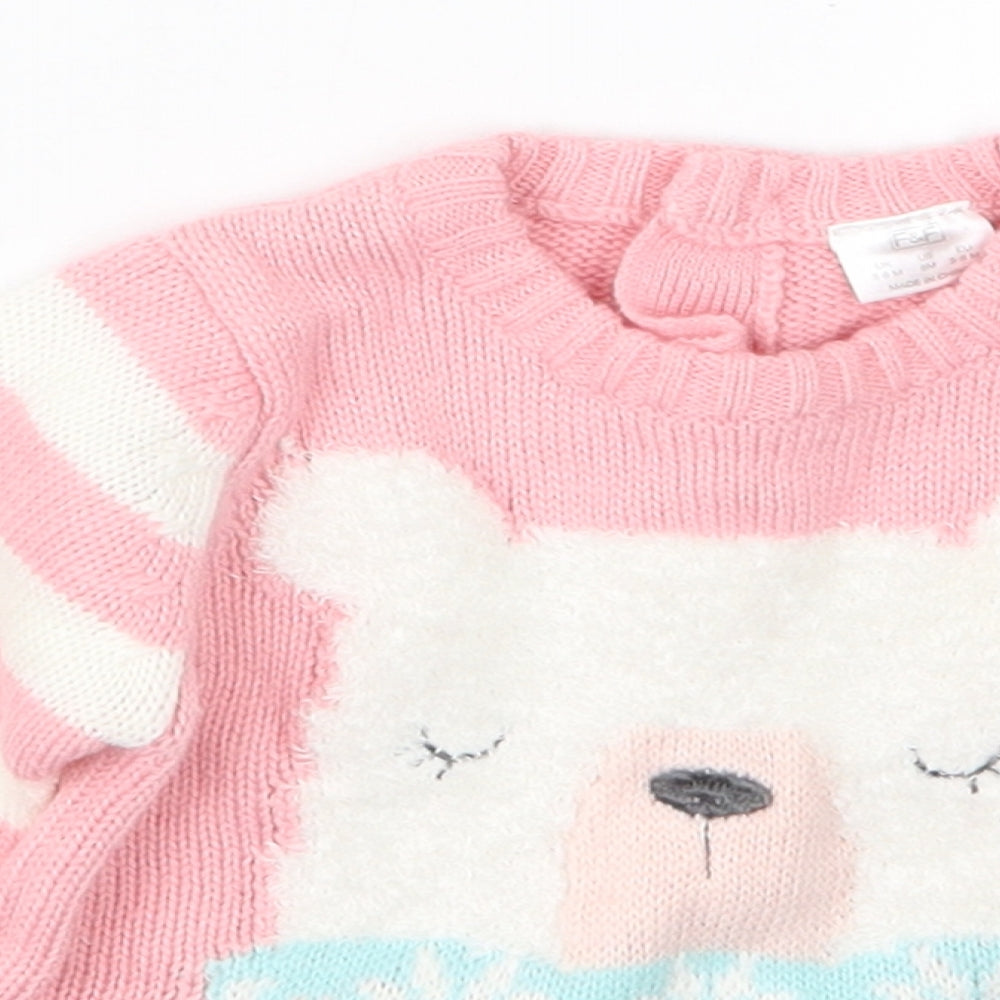 F&F Girls Pink  Knit Pullover Jumper Size 3-6 Months