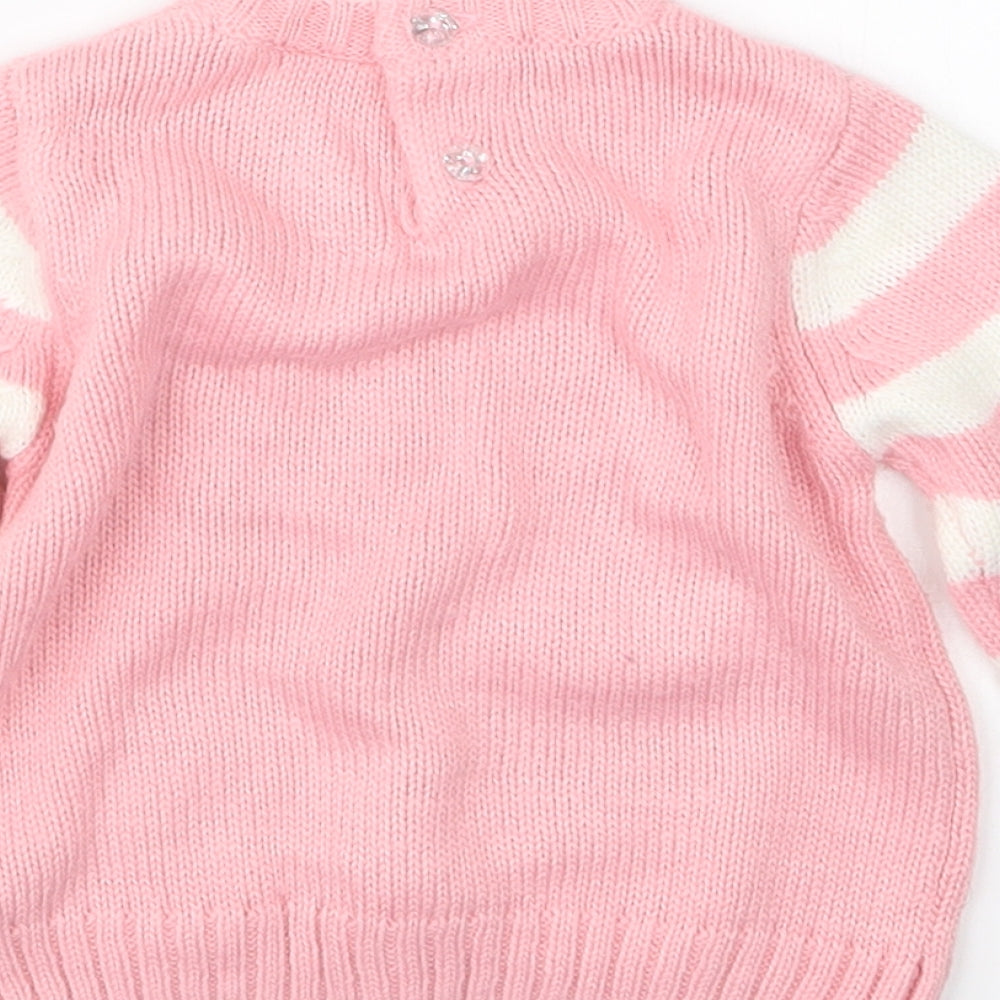 F&F Girls Pink  Knit Pullover Jumper Size 3-6 Months