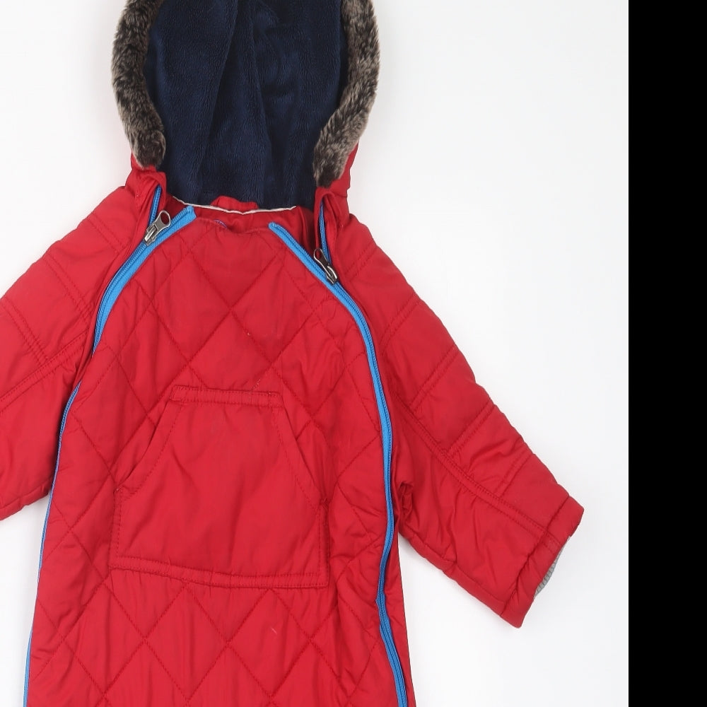 Debenhams Boys Red   Overcoat Coat Size 6-9 Months  - One Piece