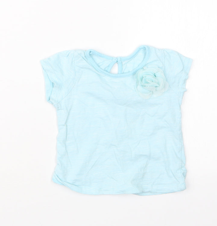 Matalan Girls Blue Striped Basic T-Shirt Size 3-6 Months