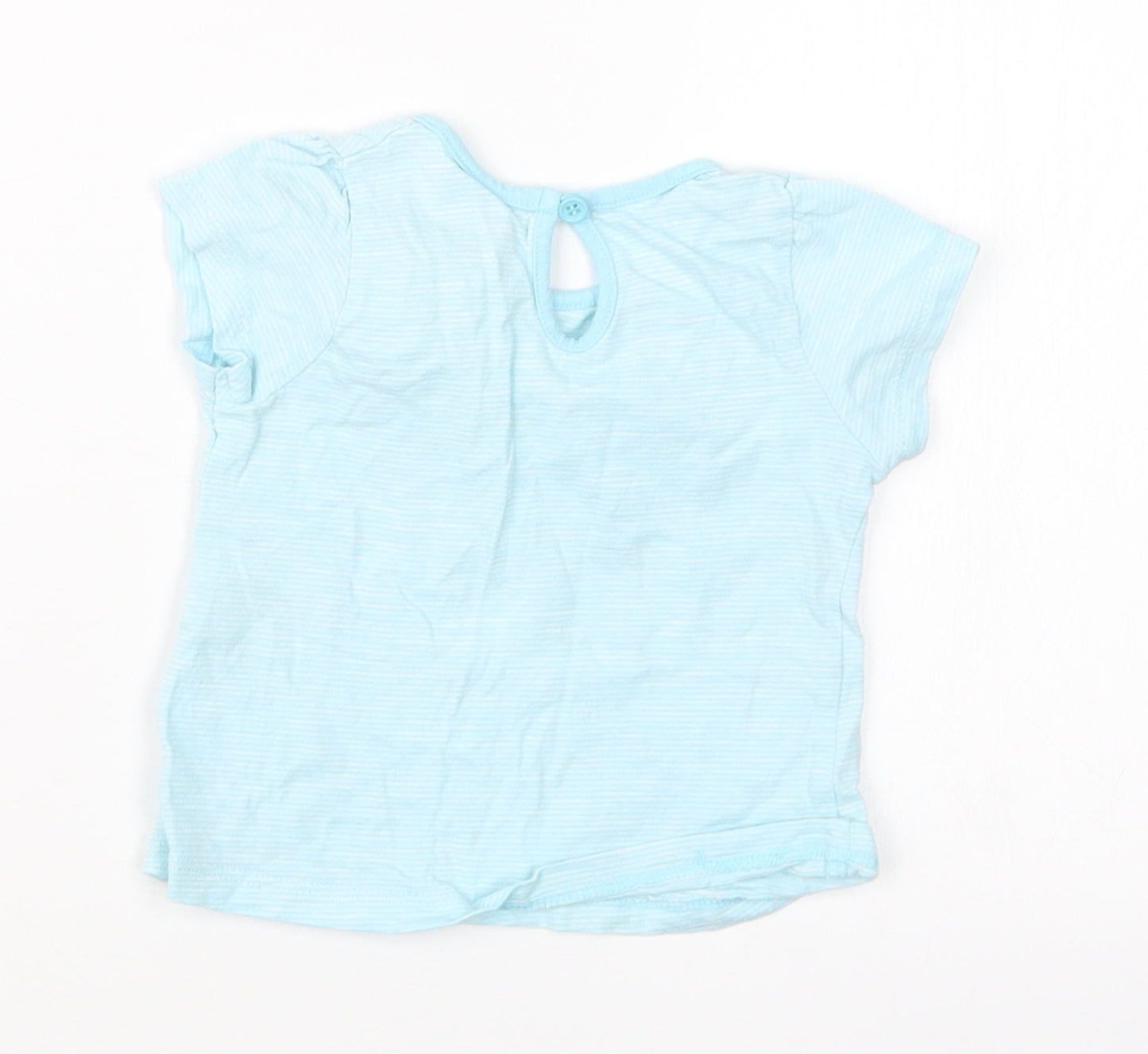 Matalan Girls Blue Striped  Basic T-Shirt Size 3-6 Months