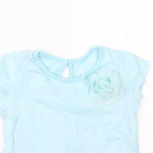 Matalan Girls Blue Striped  Basic T-Shirt Size 3-6 Months