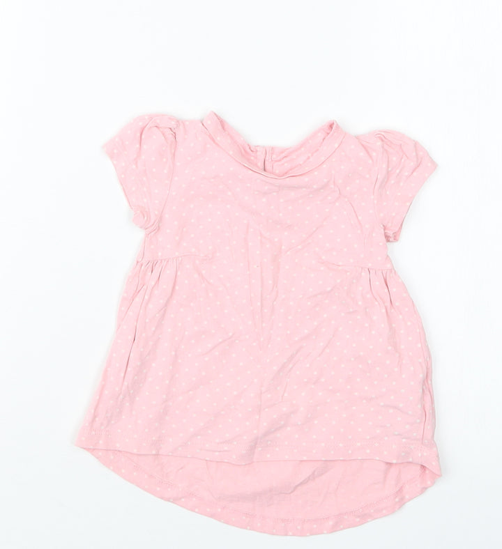 Mothercare Girls Pink Polka Dot  Basic T-Shirt Size 3-6 Months