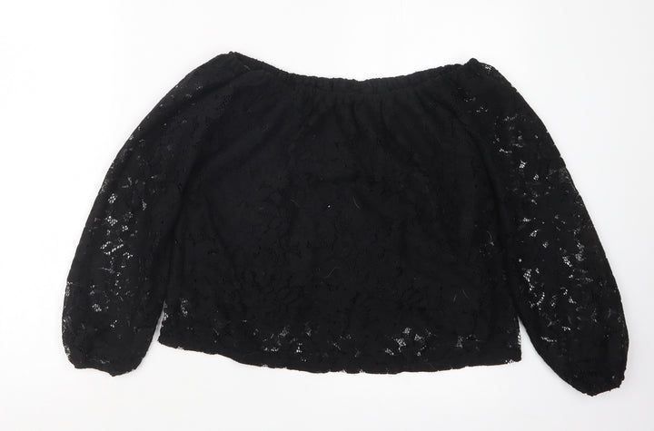 Hollister Womens Black  Lace Basic Blouse Size S
