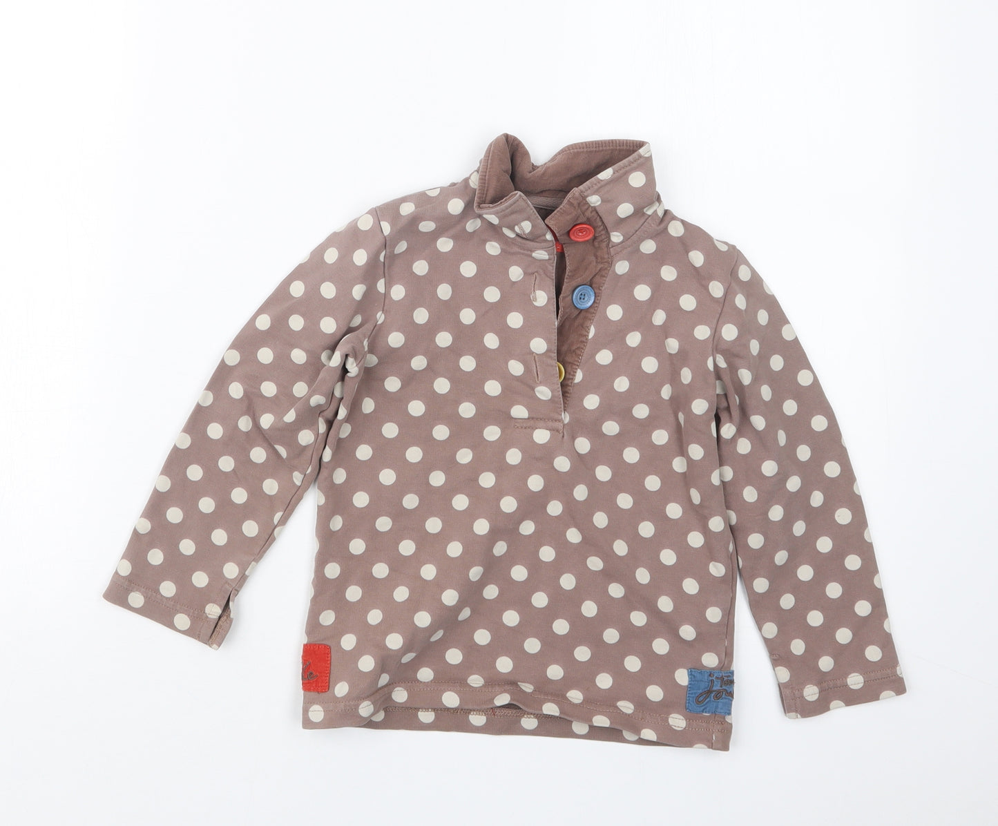 Joules Girls Brown Polka Dot  Pullover Sweatshirt Size 3 Years