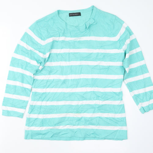 Just Elegance Womens Green Striped  Pullover Jumper Size M