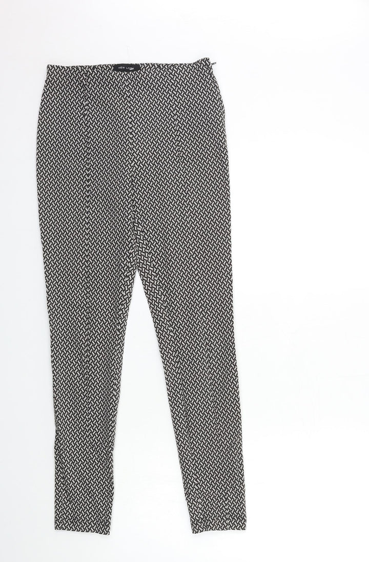 New Look Womens Black Geometric Trousers Size 8 L26 in