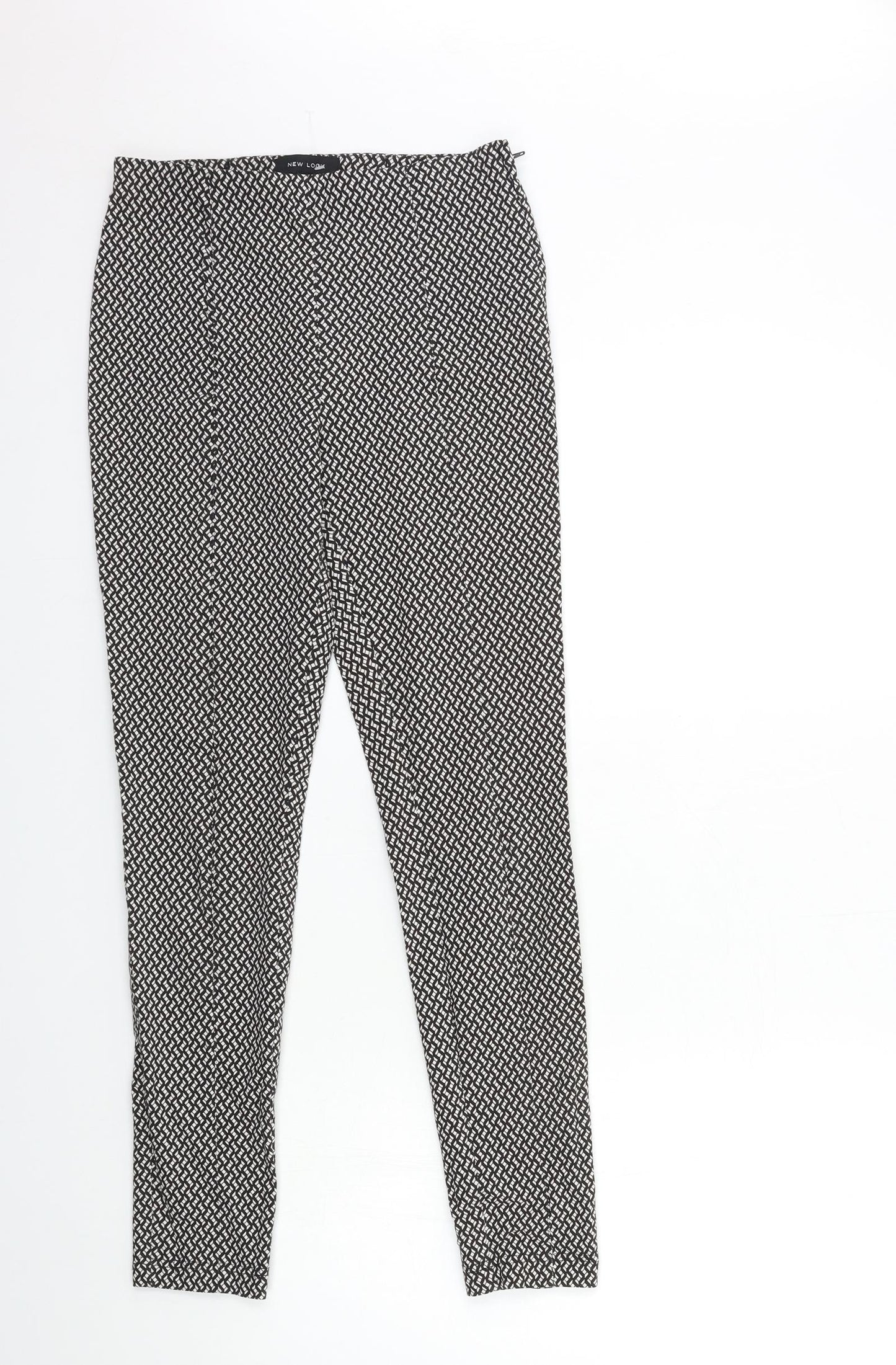 New Look Womens Black Geometric  Trousers  Size 8 L26 in