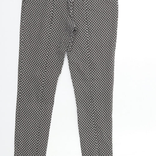 New Look Womens Black Geometric  Trousers  Size 8 L26 in