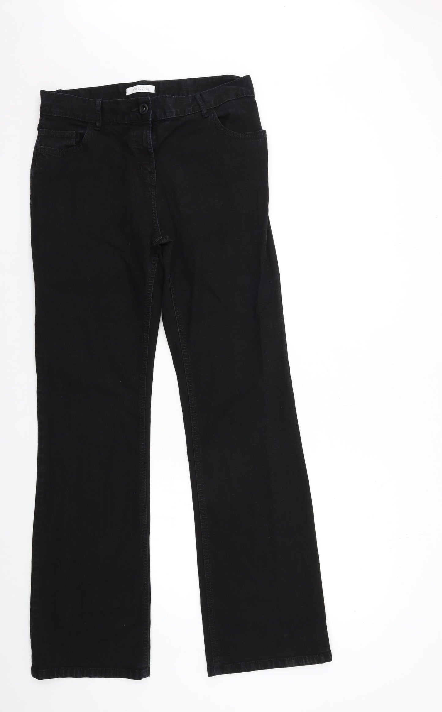 Marks and Spencer Womens Black  Denim Flared Jeans Size 12 L32 in