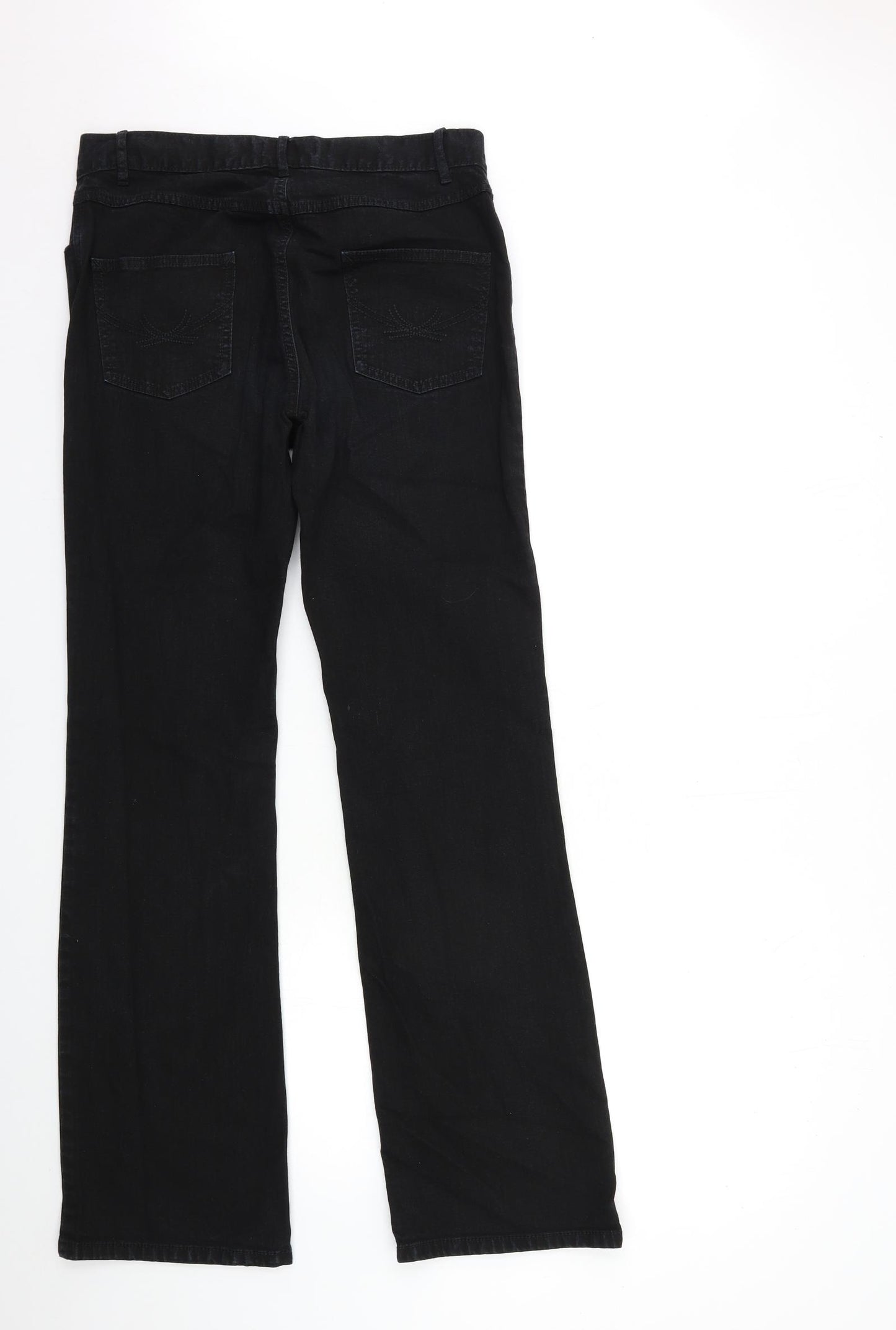 Marks and Spencer Womens Black  Denim Flared Jeans Size 12 L32 in