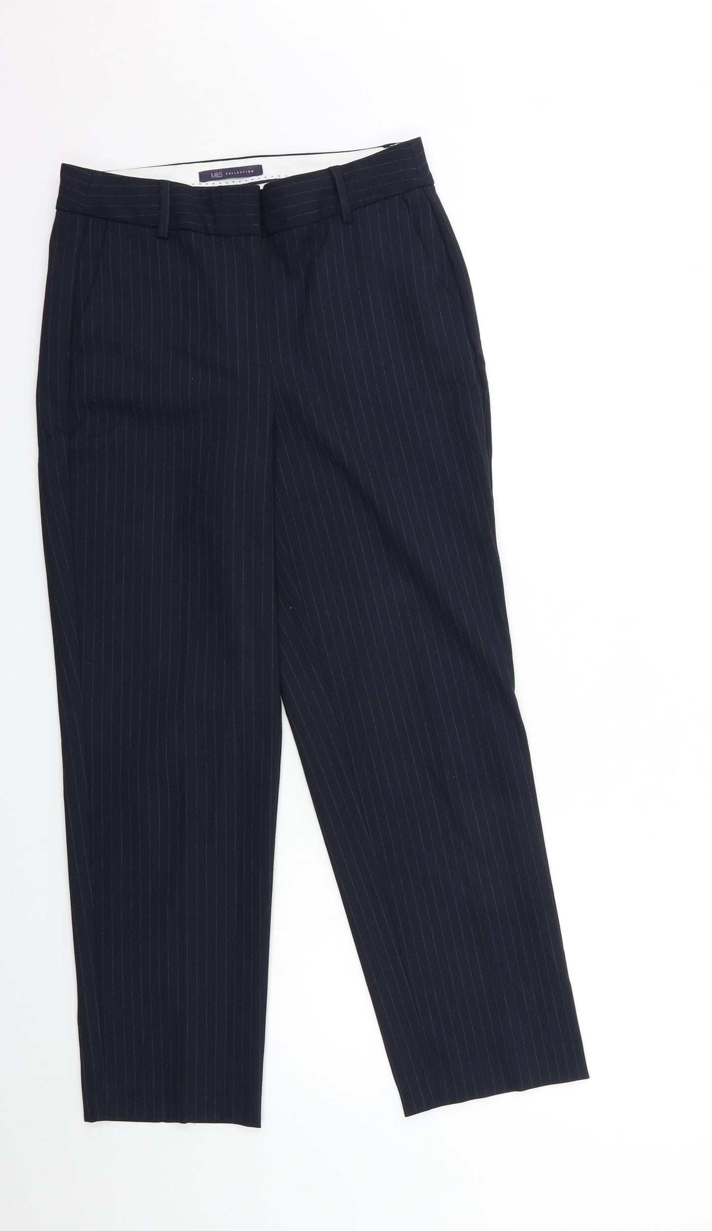 Marks and Spencer Womens Blue Striped  Trousers  Size 8 L28 in