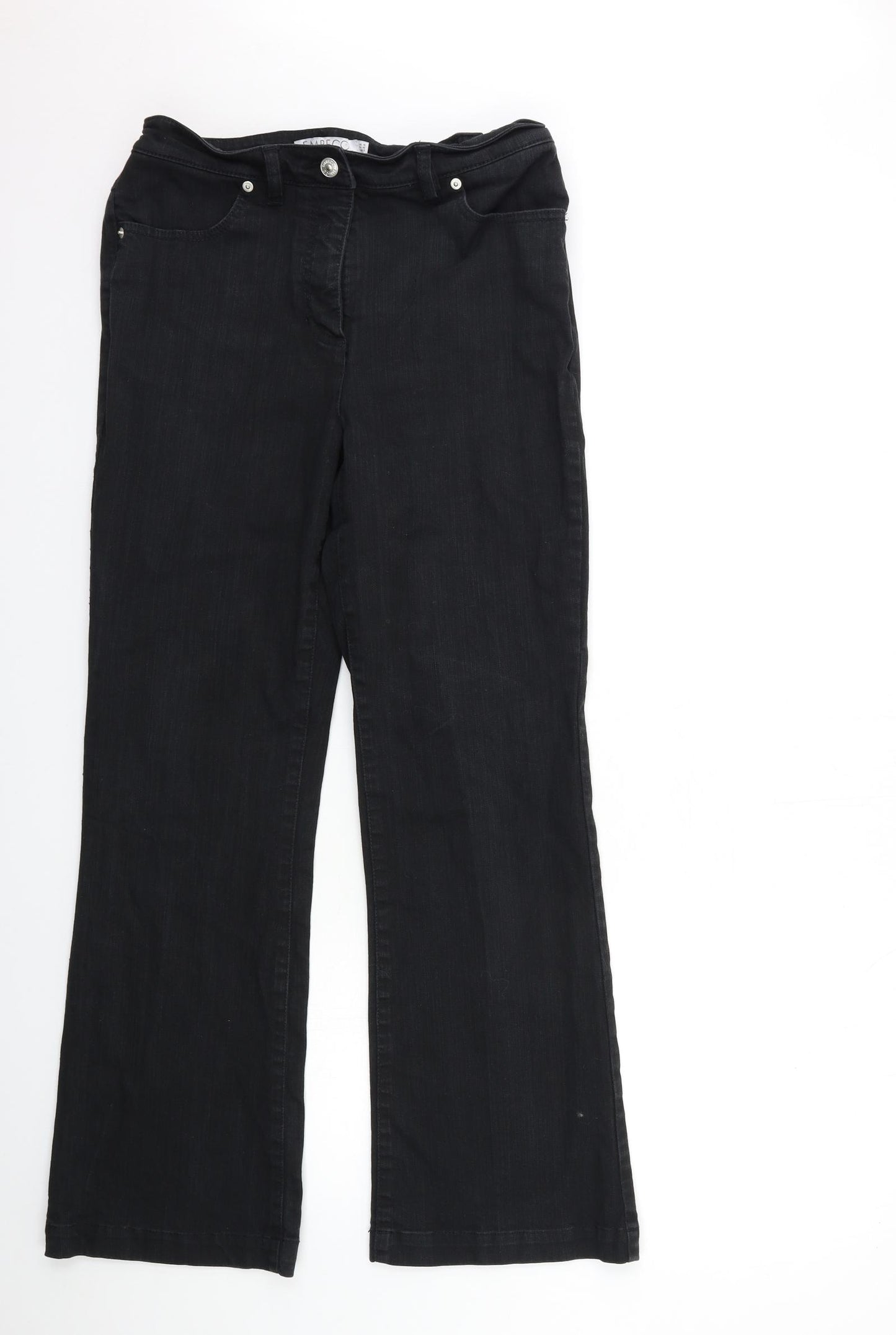Emreco Womens Black  Denim Flared Jeans Size 14 L30 in