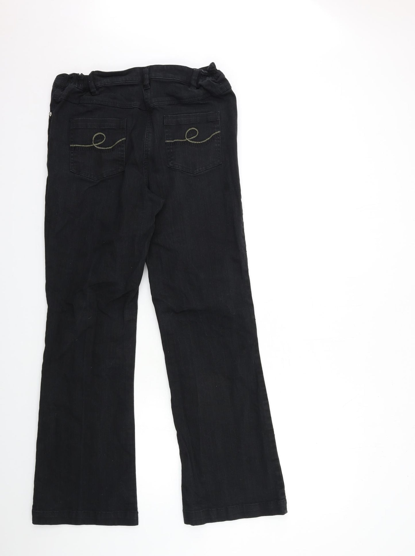 Emreco Womens Black  Denim Flared Jeans Size 14 L30 in
