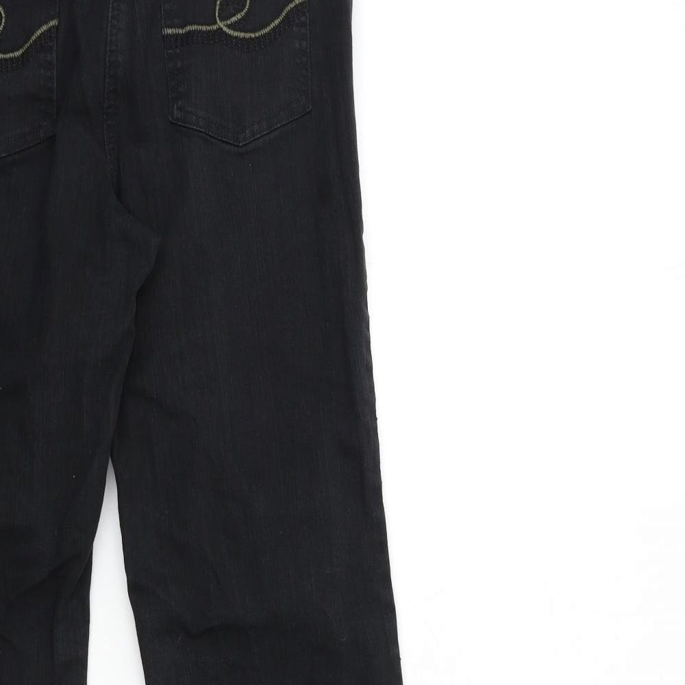 Emreco Womens Black  Denim Flared Jeans Size 14 L30 in