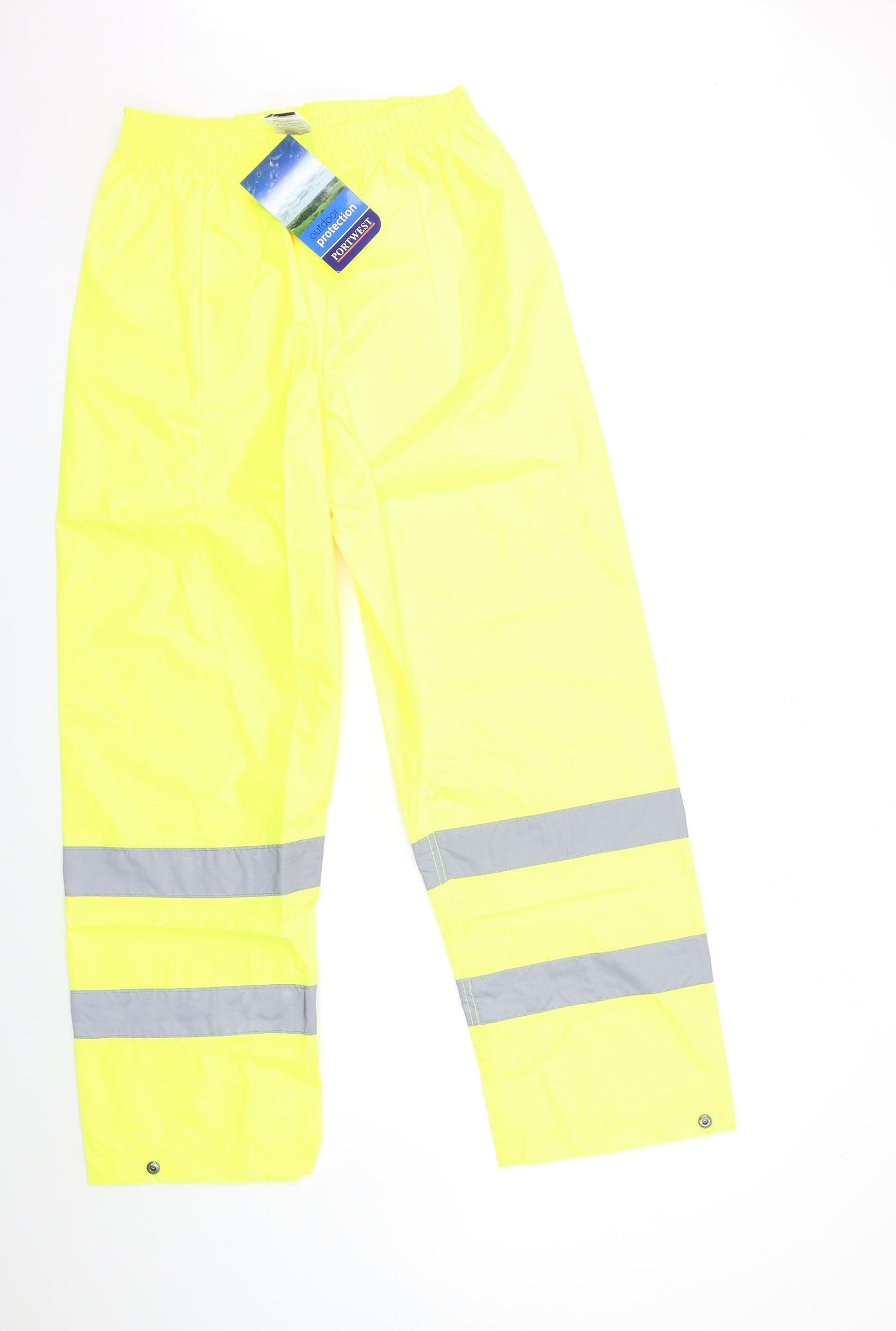 Portwest Mens Yellow Striped  Rain Trousers Trousers Size 34 in L31 in - WORK WEAR