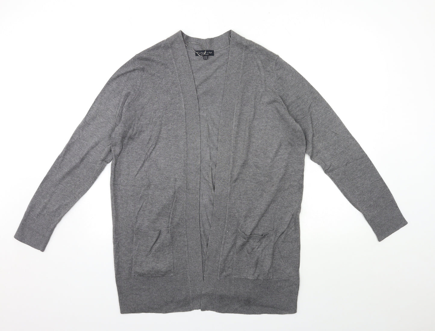 F&F Womens Grey  Knit Cardigan Jumper Size 14