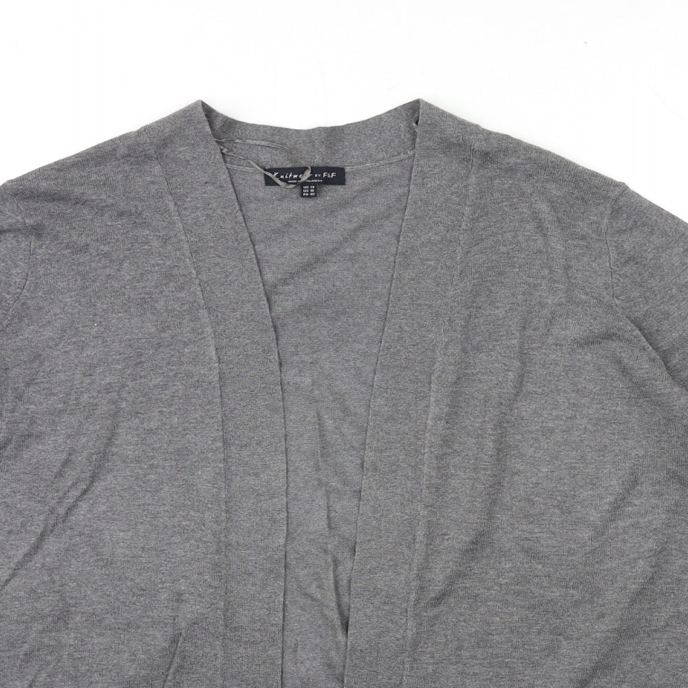 F&F Womens Grey  Knit Cardigan Jumper Size 14
