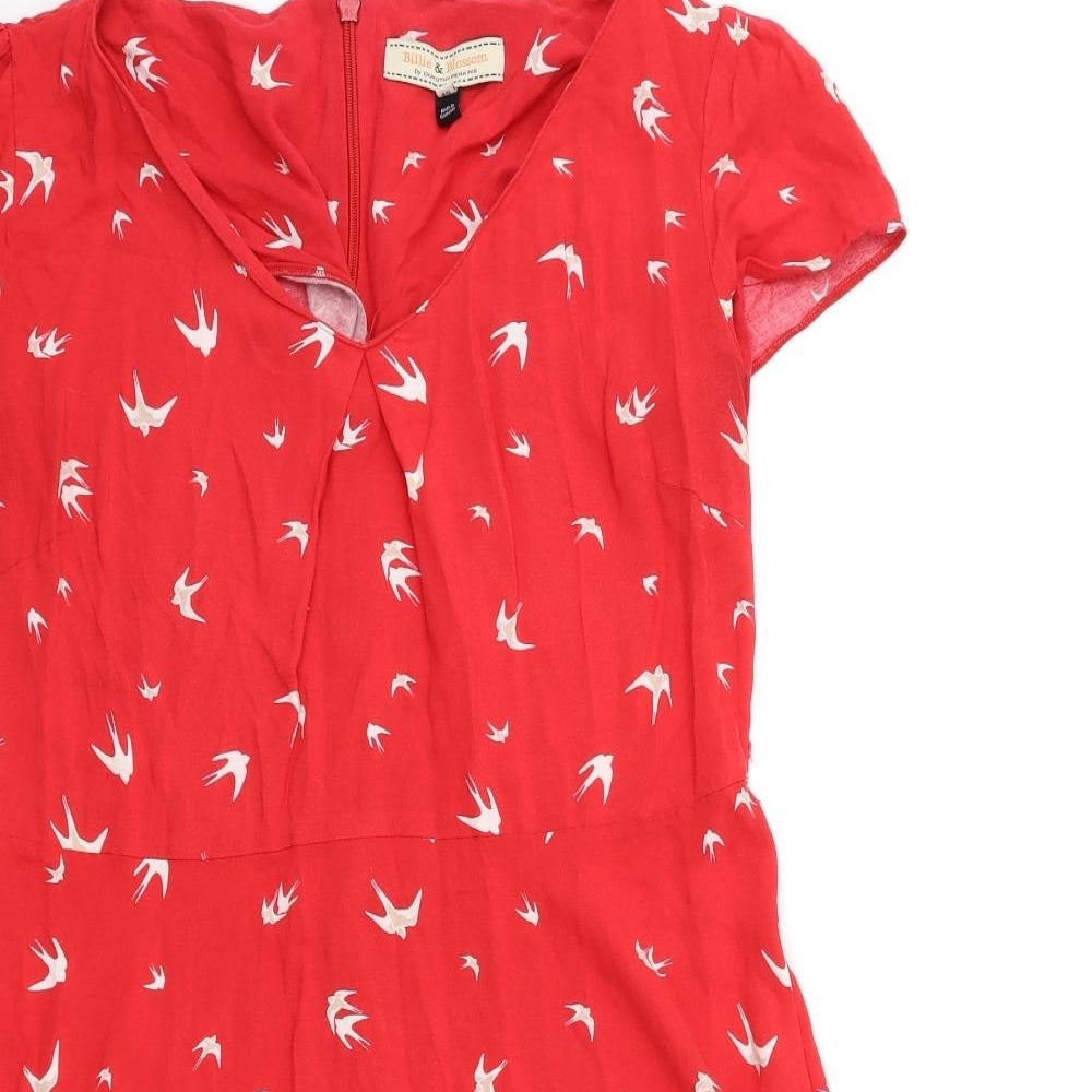 Billie & Blossom Womens Red Animal Print  A-Line  Size 18