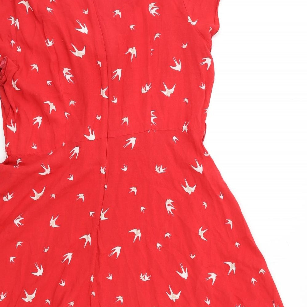 Billie & Blossom Womens Red Animal Print  A-Line  Size 18