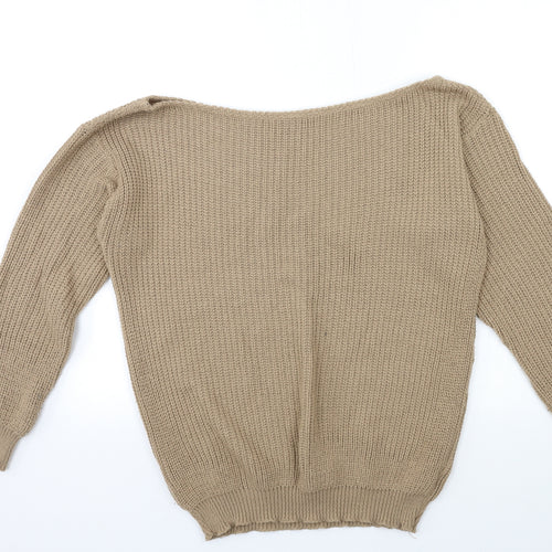 Boohoo Womens Brown  Knit Pullover Jumper Size L
