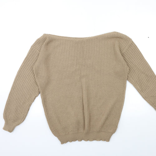 Boohoo Womens Brown  Knit Pullover Jumper Size L