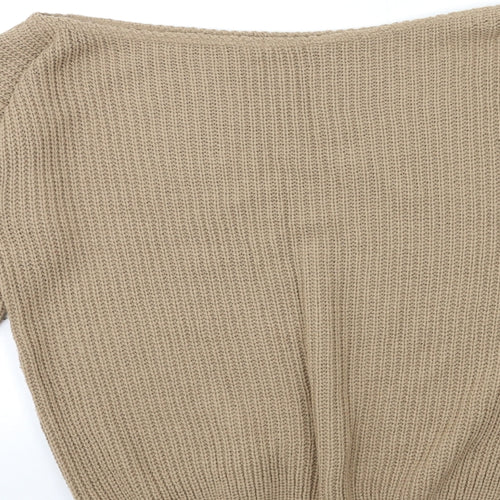 Boohoo Womens Brown  Knit Pullover Jumper Size L