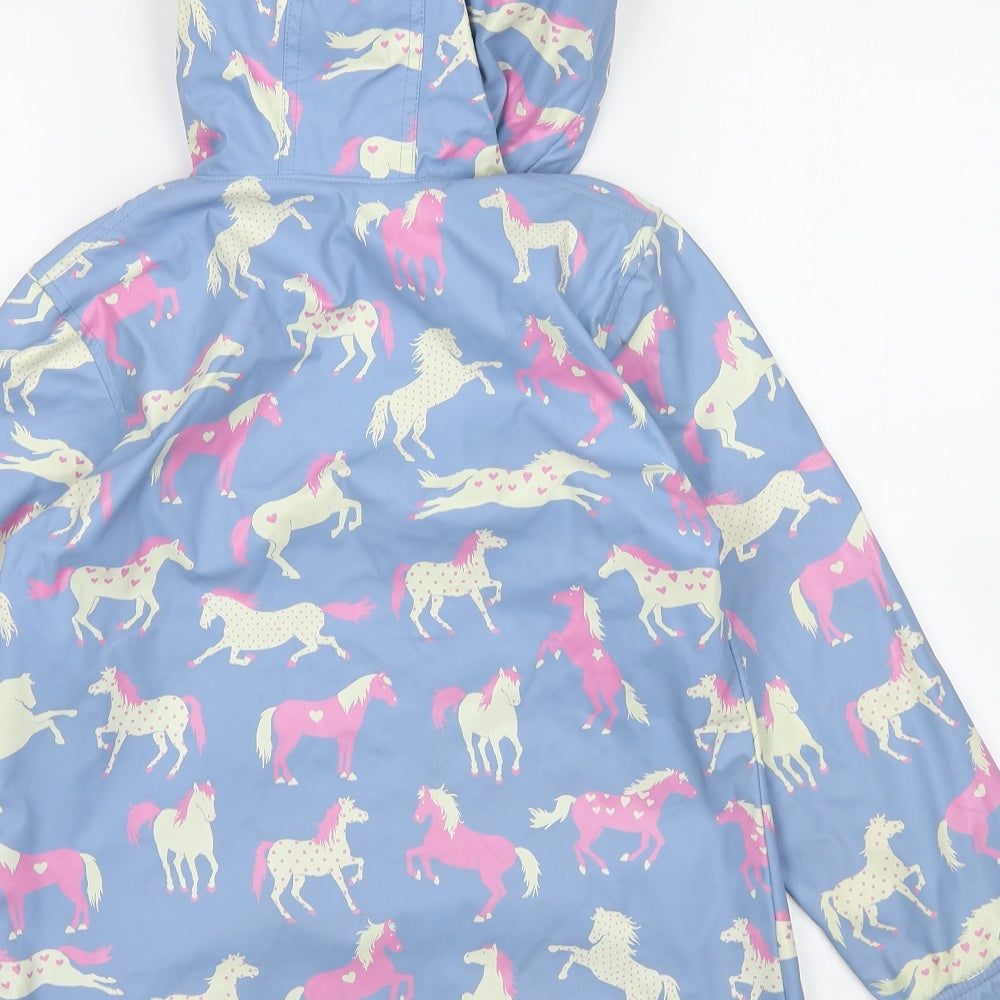 Hatley Girls Blue   Rain Coat Coat Size 7 Years  - Horse print