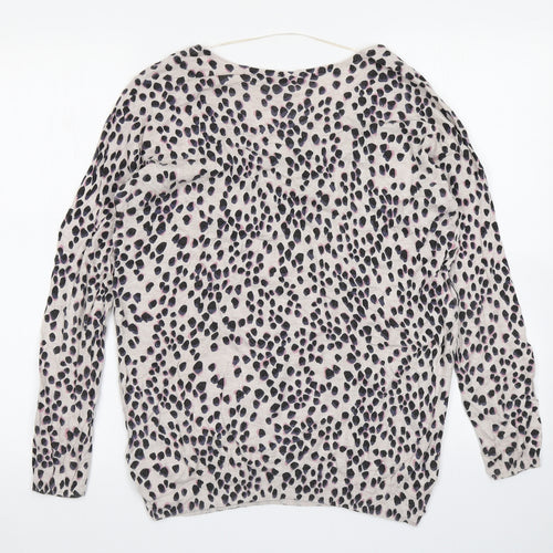 Saint Tropez Womens Brown Animal Print Knit Pullover Jumper Size XS